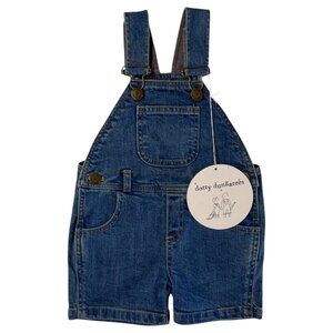 DOTTY DUNGAREES -  SHORTALLS- STONEWASH STRETCH COTTON DENIM- BLUE - NWT